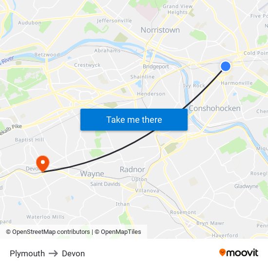 Plymouth to Devon map