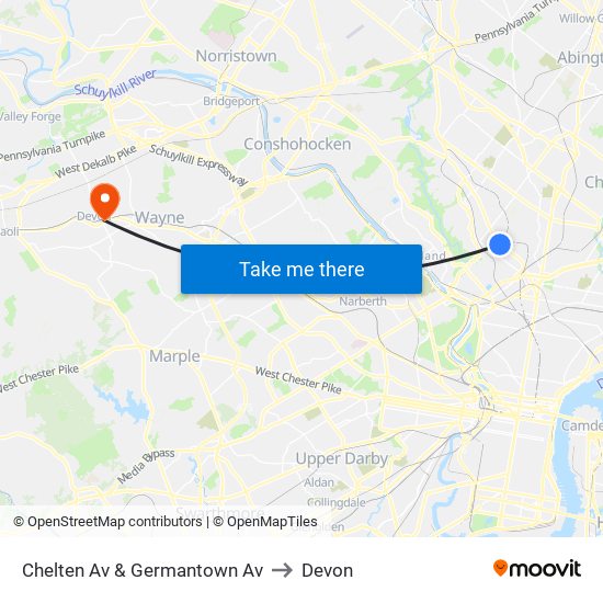 Chelten Av & Germantown Av to Devon map