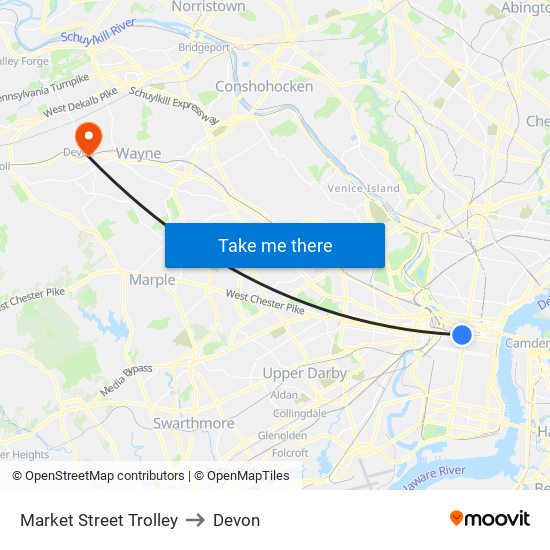 Market Street Trolley to Devon map