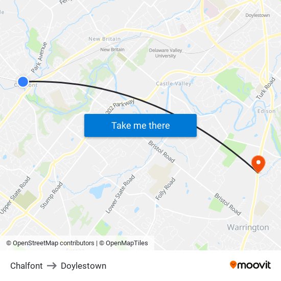 Chalfont to Doylestown map