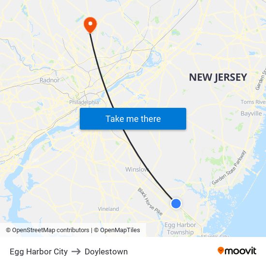 Egg Harbor City to Doylestown map