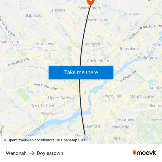 Wenonah to Doylestown map