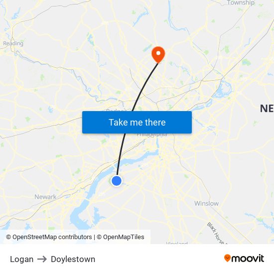 Logan to Doylestown map