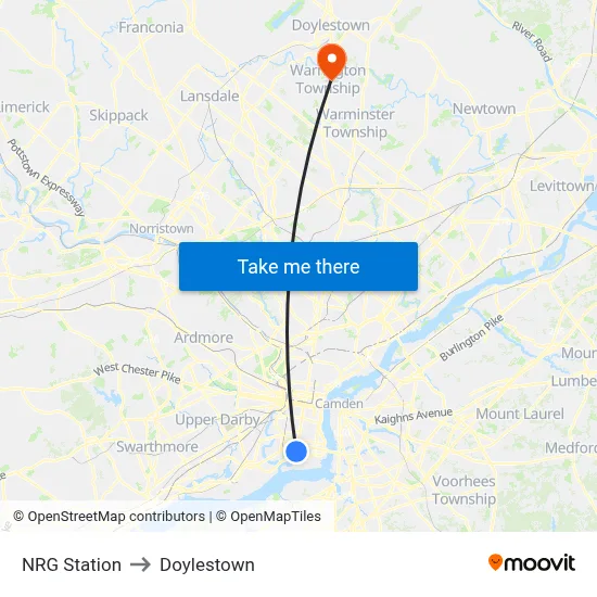NRG Station to Doylestown map