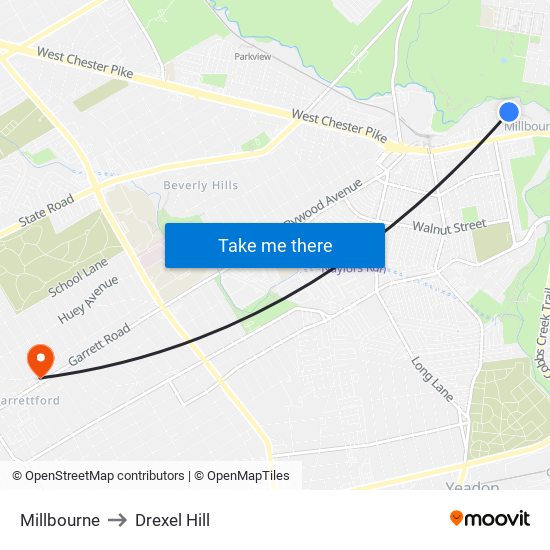 Millbourne to Drexel Hill map