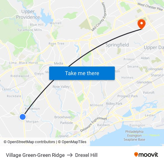 Village Green-Green Ridge to Drexel Hill map