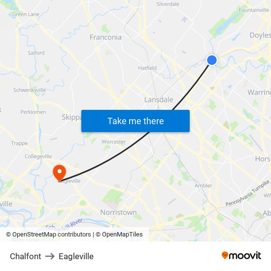 Chalfont to Eagleville map