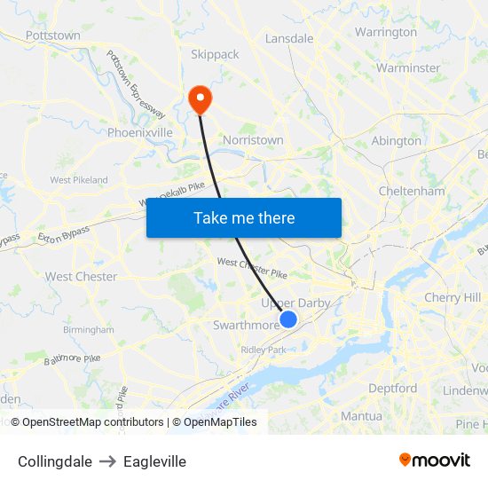 Collingdale to Eagleville map