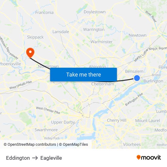 Eddington to Eagleville map