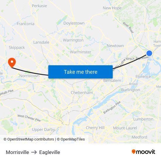 Morrisville to Eagleville map