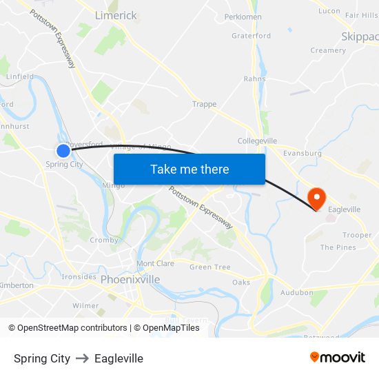 Spring City to Eagleville map