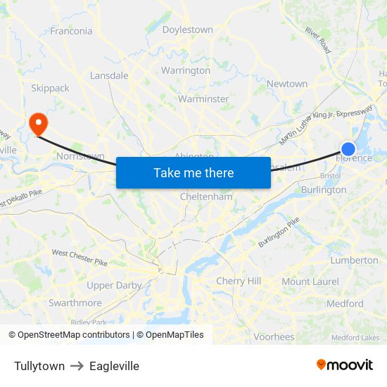 Tullytown to Eagleville map