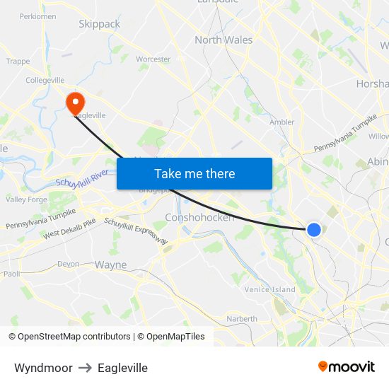 Wyndmoor to Eagleville map