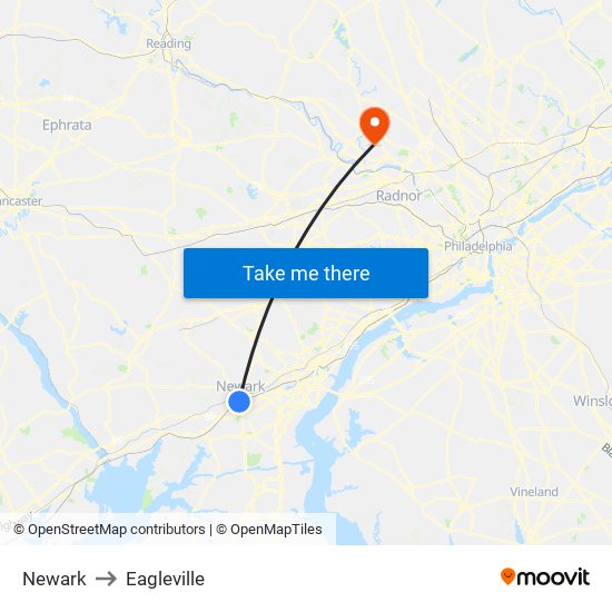 Newark to Eagleville map
