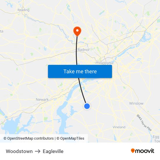 Woodstown to Eagleville map