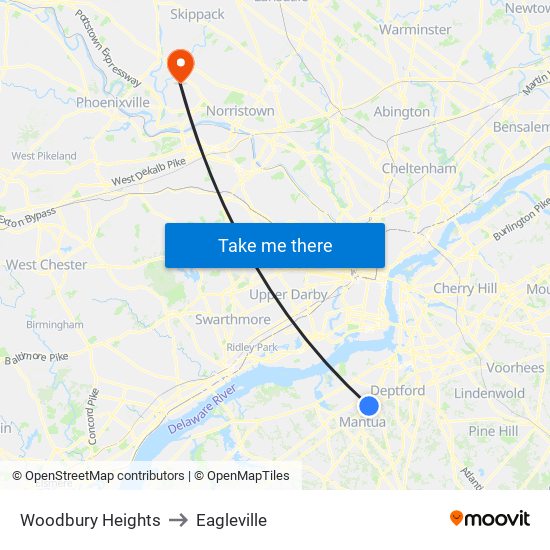 Woodbury Heights to Eagleville map