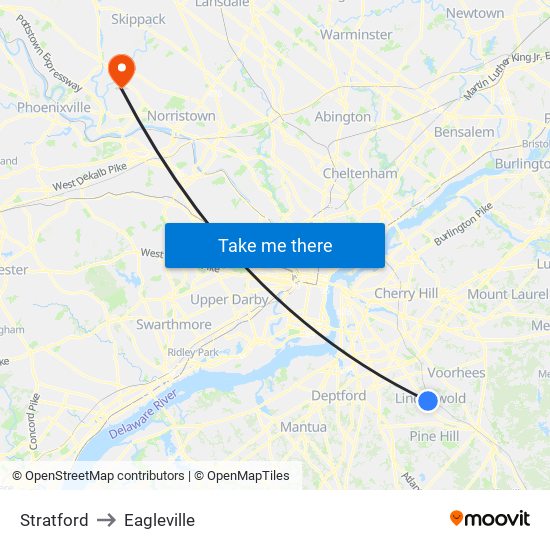 Stratford to Eagleville map