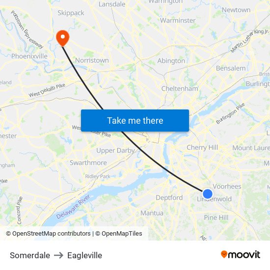 Somerdale to Eagleville map