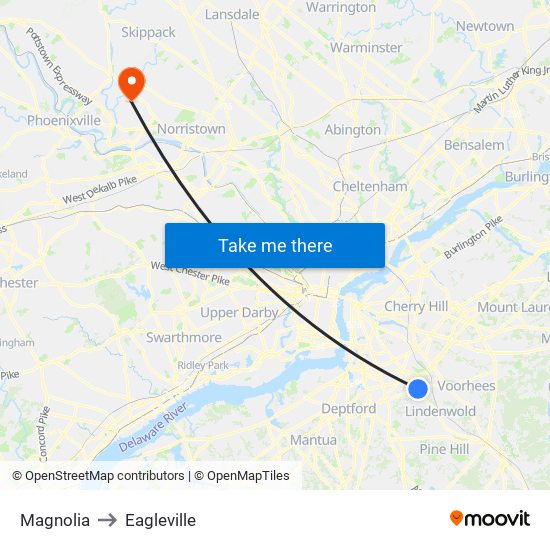 Magnolia to Eagleville map