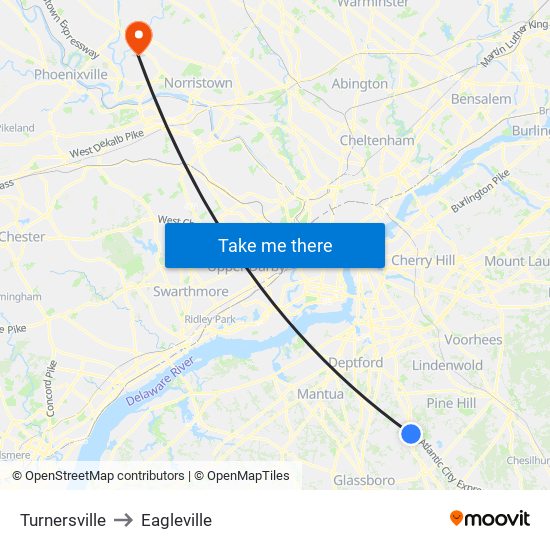 Turnersville to Eagleville map