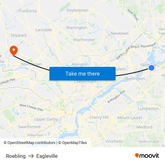 Roebling to Eagleville map