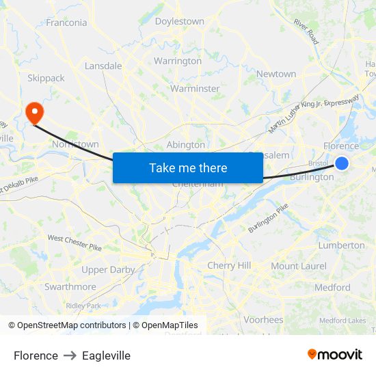 Florence to Eagleville map