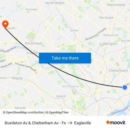 Bustleton Av & Cheltenham Av - Fs to Eagleville map