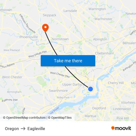 Oregon to Eagleville map