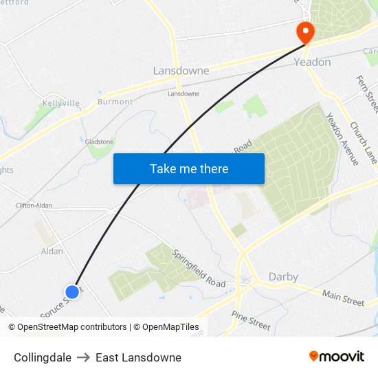 Collingdale to East Lansdowne map