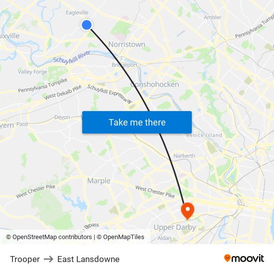 Trooper to East Lansdowne map