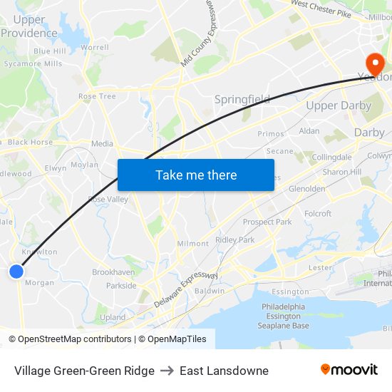 Village Green-Green Ridge to East Lansdowne map