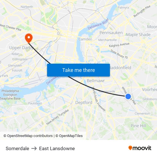 Somerdale to East Lansdowne map