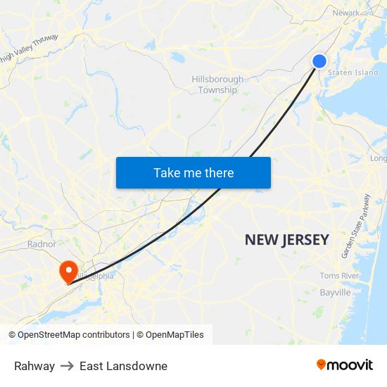 Rahway to East Lansdowne map