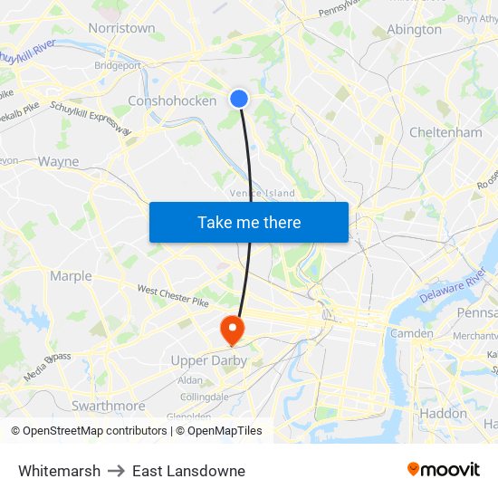 Whitemarsh to East Lansdowne map
