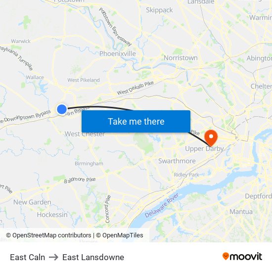 East Caln to East Lansdowne map