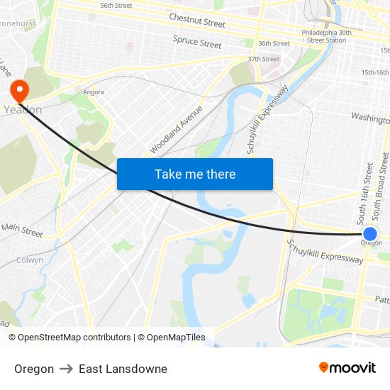 Oregon to East Lansdowne map