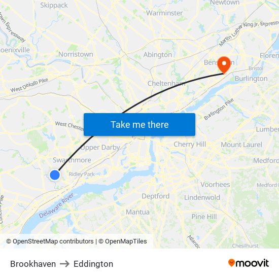 Brookhaven to Eddington map