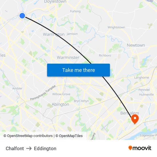 Chalfont to Eddington map
