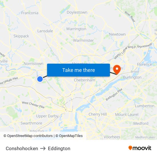 Conshohocken to Eddington map