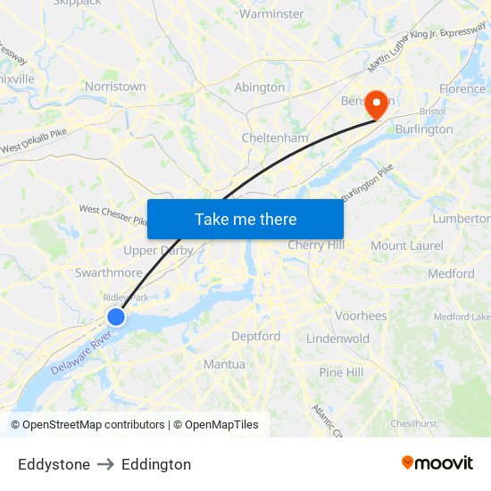 Eddystone to Eddington map
