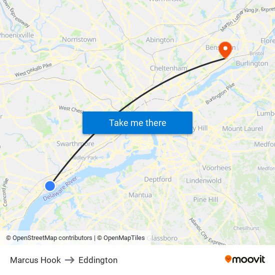 Marcus Hook to Eddington map