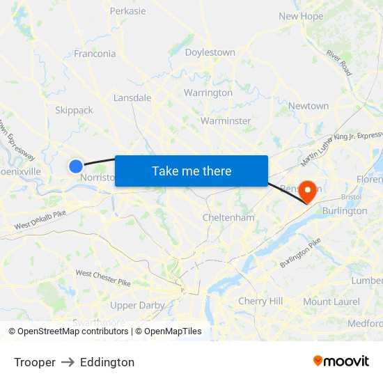 Trooper to Eddington map
