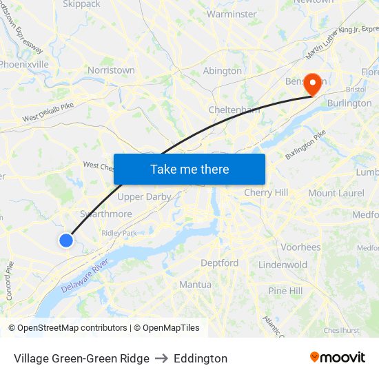 Village Green-Green Ridge to Eddington map