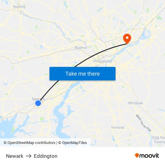 Newark to Eddington map