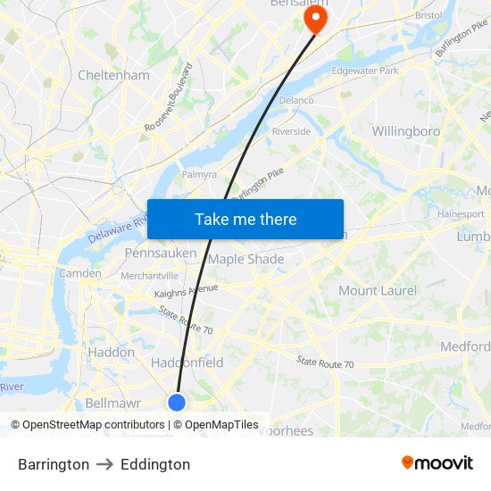 Barrington to Eddington map