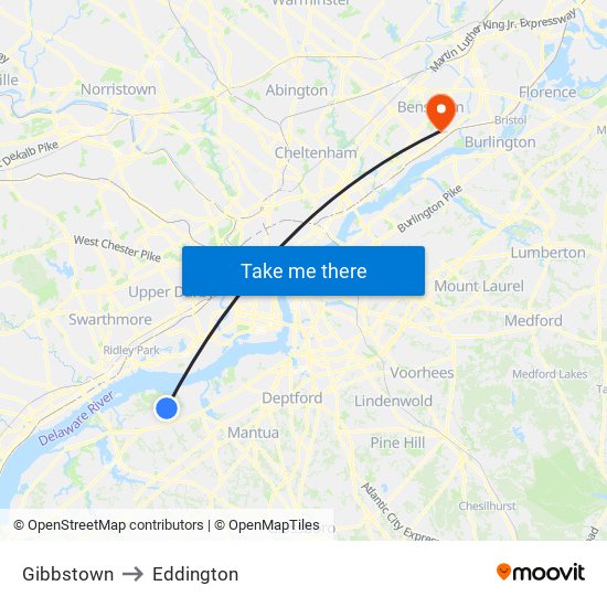 Gibbstown to Eddington map