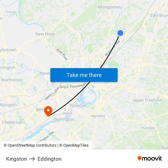 Kingston to Eddington map