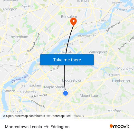 Moorestown-Lenola to Eddington map