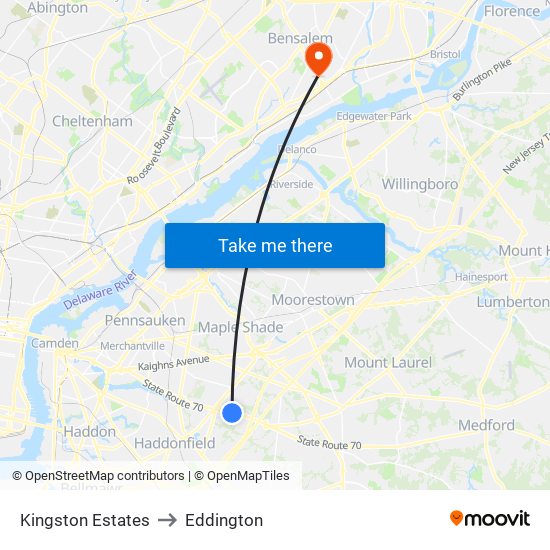 Kingston Estates to Eddington map