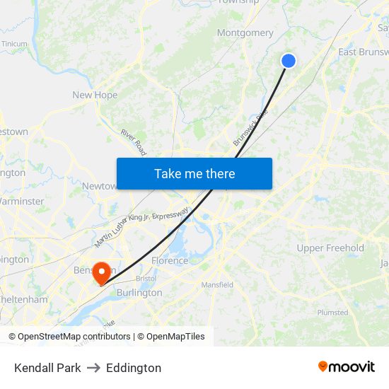 Kendall Park to Eddington map